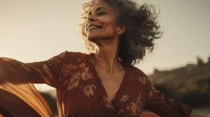 woman dancing in meadow